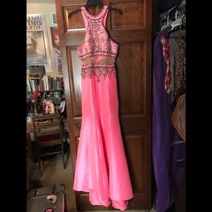 Candy pink beaded Prom dress Size 4